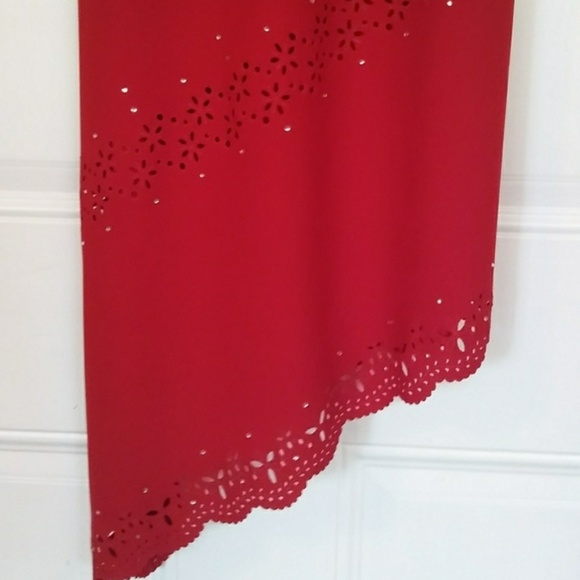 Rampage Fire Engine Red Sexy Asymmetrical Dress s5 - Picture 6 of 8